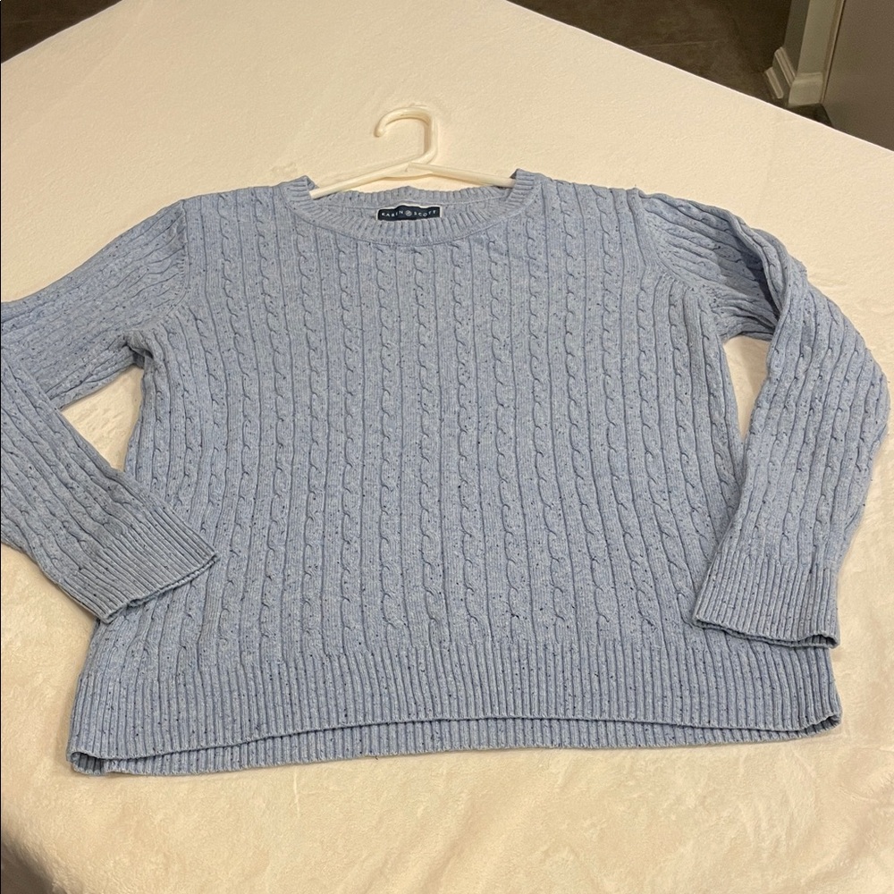 ☺️ Karen Scott Light Blue Cable Knit Sweater - Picture 3 of 7